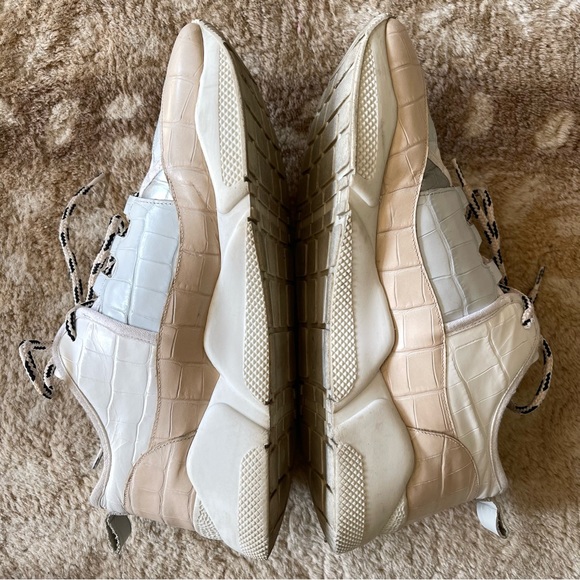 Freda Salvador Mikey Croc Embossed Leather Sneakers Neutral Combo Size 10 - Picture 5 of 13